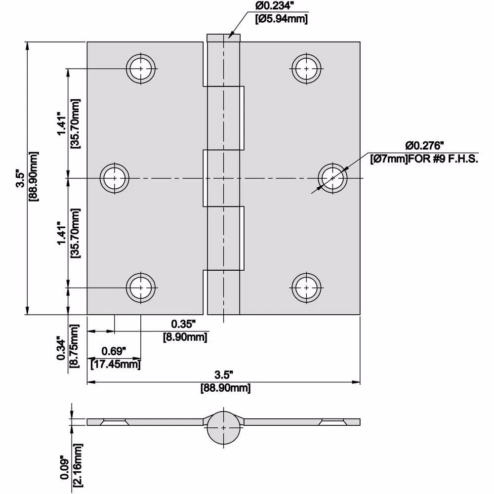 Everbilt 3-1/2 in. Square Corner Door Hinge, Satin Nickel, 24-Pack