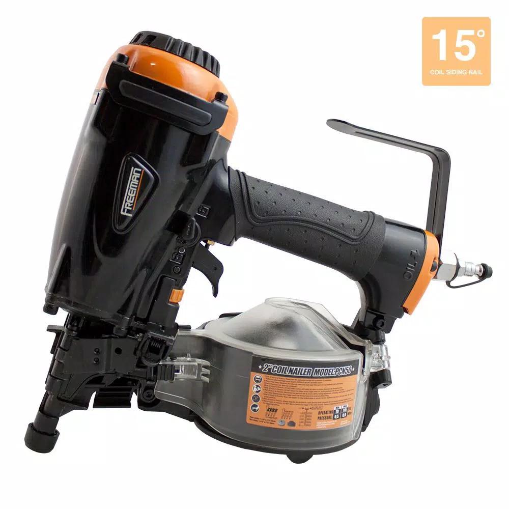 Freeman PCN50 Pneumatic 15-Degree 2 in. Coil Siding Nailer