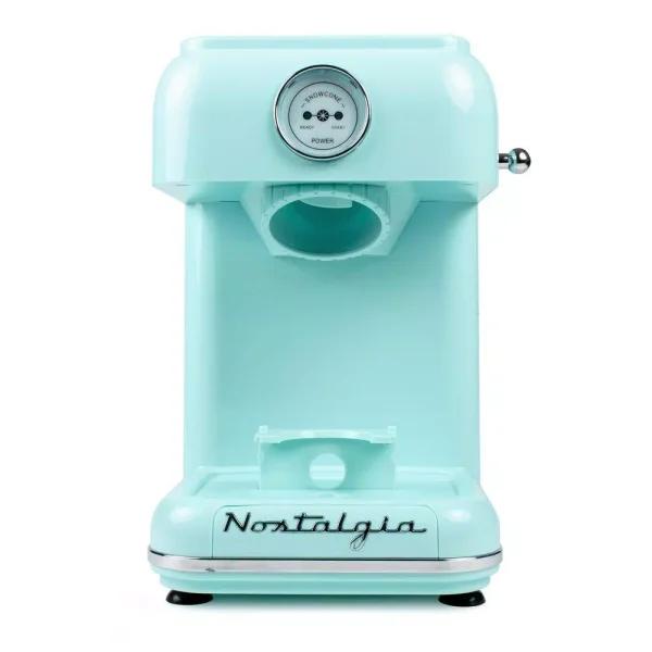 Nostalgia 30W Aqua Blue Retro Snow Cone Maker with Stainless Steel Blades
