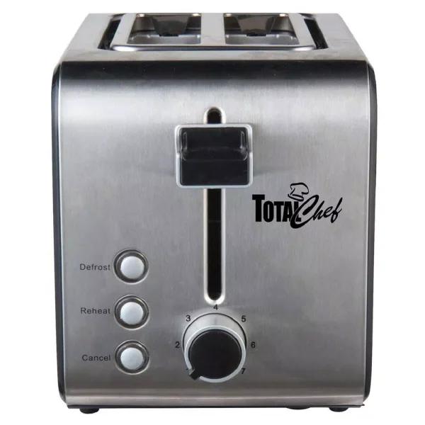 Total Chef 2-Slice Stainless Steel Toaster with 7 Browning Settings and 800W Power