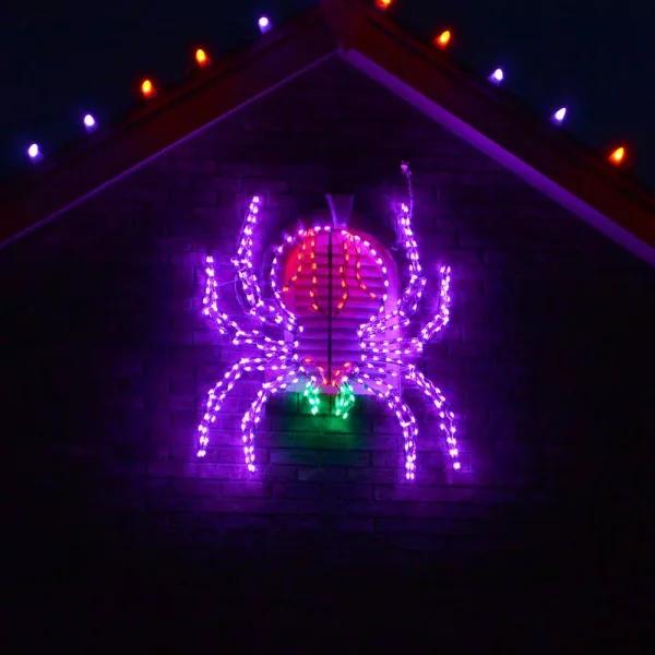 Haunted Hill Farm 48 in. x 40 in. Creepy Crawling Spider LED Halloween Window Light
