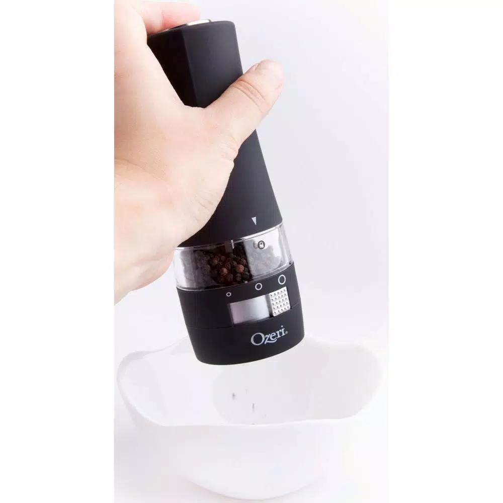Ozeri Savore Soft Touch Electric Pepper Mill and Grinder, Adjustable Ceramic Mechanism, Black
