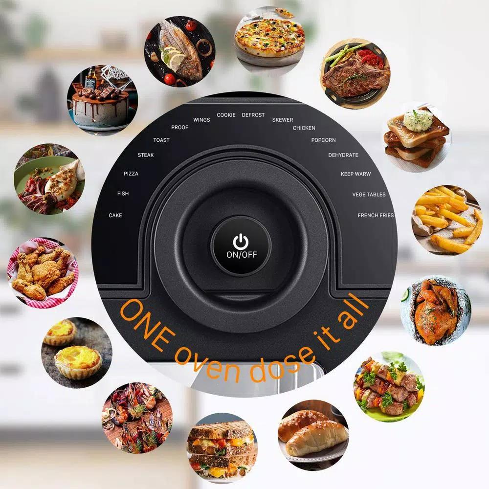 Geek Chef 1700W 15 Qt. Large Capacity Air Fryer with Rotisserie and 16 Preset Modes, Black