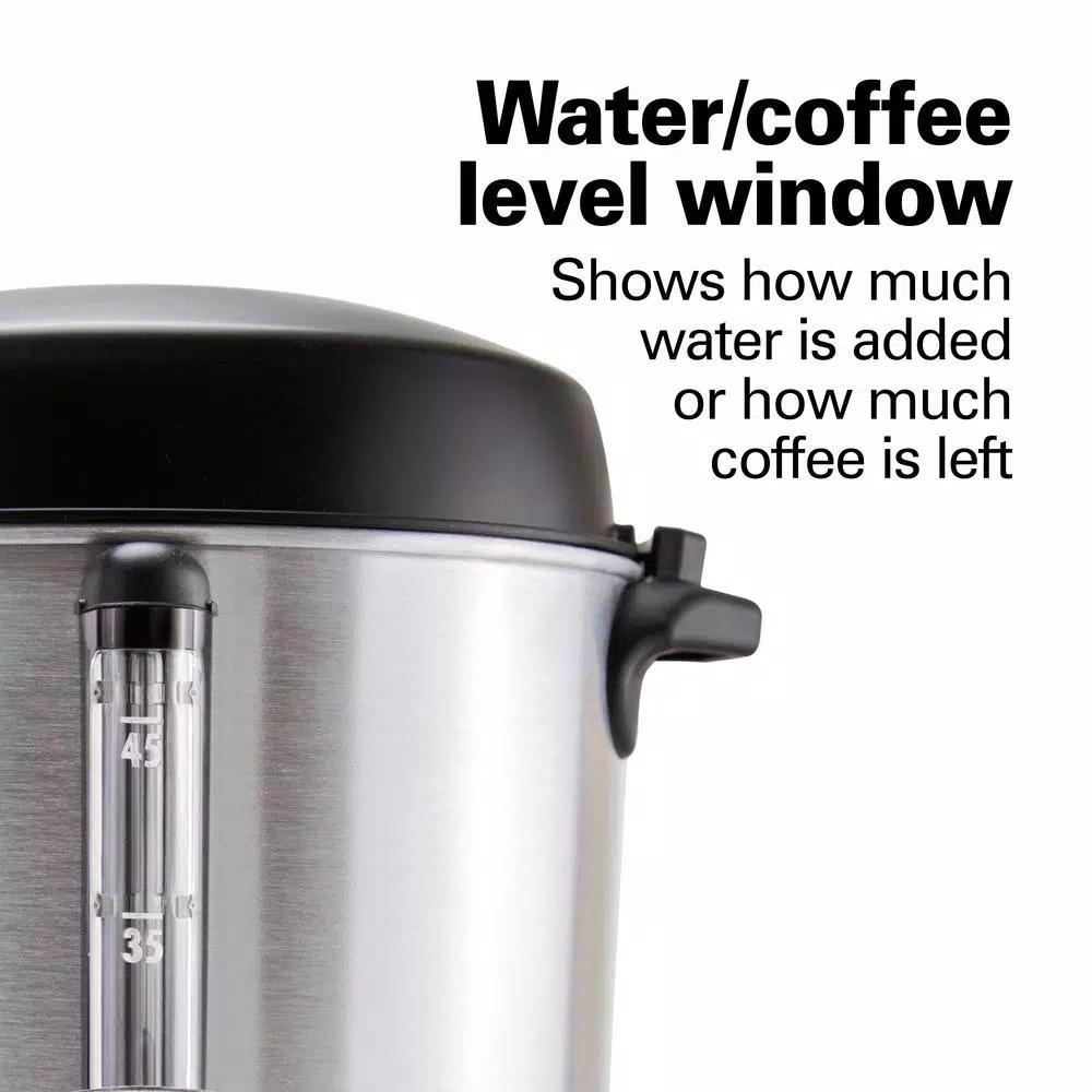 Hamilton Beach Fast Brew 45-Cup Stainless Steel Coffee Urn with 1-Hand Dispensing