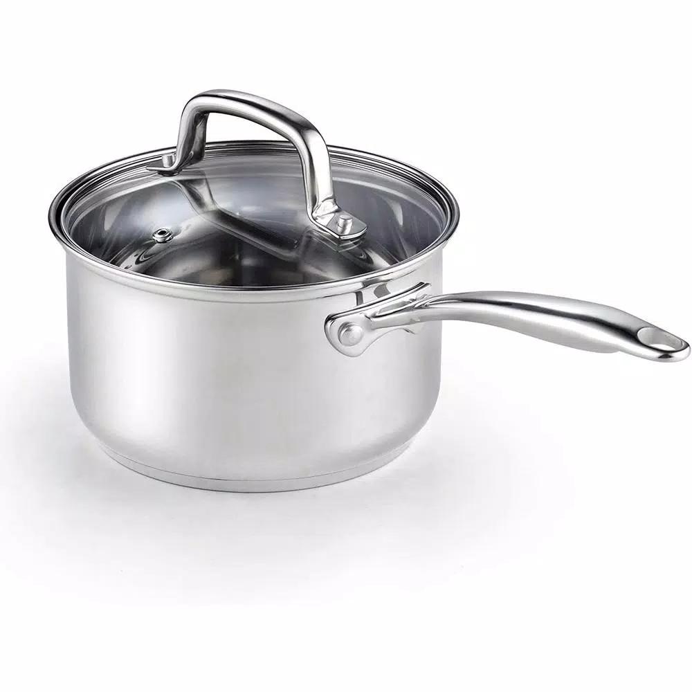 Cook N Home 3 qt. Stainless Steel Saucepan with Tempered Glass Lid