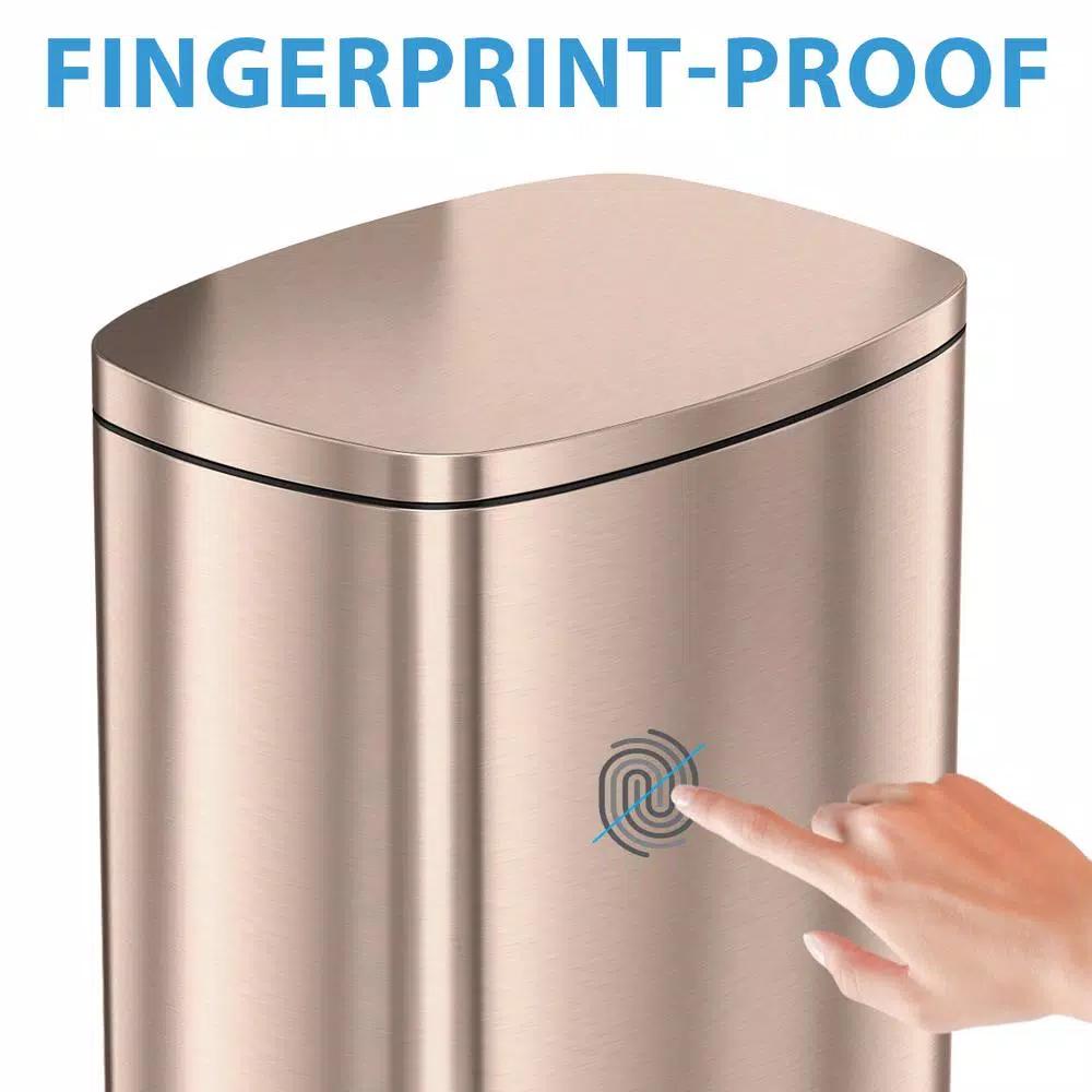 iTouchless SoftStep 13.2 Gallon Rose Gold Stainless Steel Step Trash Can with Odor Control and Removable Inner Bucket