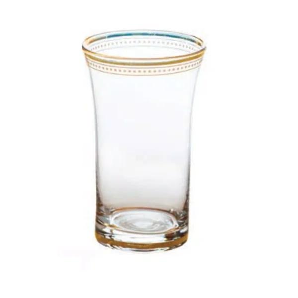 Abigails 12 oz. Clear Glass Tumbler Set with Gold Trim and White Dots, Set of 4