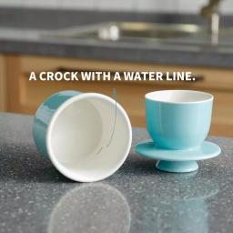 Sweese French Butter Crock - Porcelain Butter Keeper Dish for Soft Spreadable Butter - Turquoise thumbnail 3