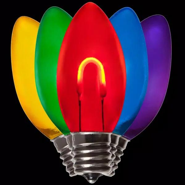 Wintergreen Lighting FlexFilament C9 LED Shatterproof Multi-Color Vintage Edison Christmas Light Bulbs, 5-Pack