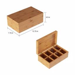 Classic Cuisine 8-Compartment Bamboo Tea Box Storage Organizer thumbnail 2