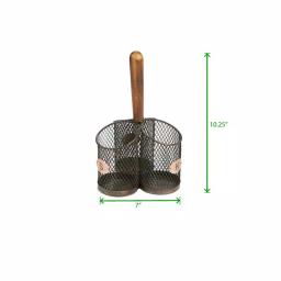 MIND READER Stainless Steel Utensil Caddy & Silverware Organizer with Wood Handle thumbnail 7