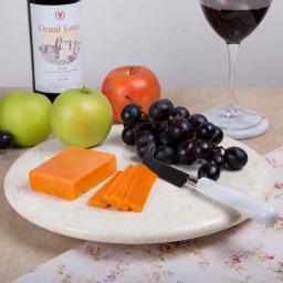 Creative Home 12 in. Natural Champagne Marble Round Cheese Board and Serving Tray thumbnail 4