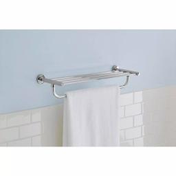 Glacier Bay Modern 21 in. Wall Mount Towel Rack with Shelf and Bar in Chrome thumbnail 2