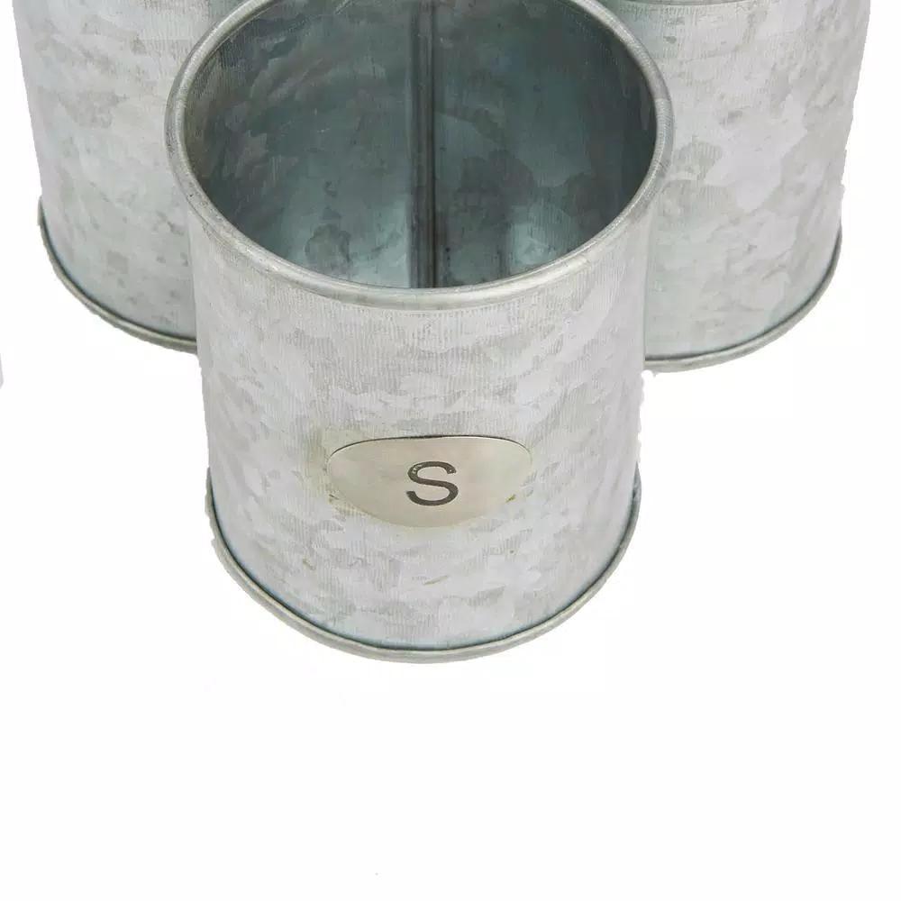 Mind Reader 3-Section Galvanized Metal Utensil Caddy & Silverware Organizer