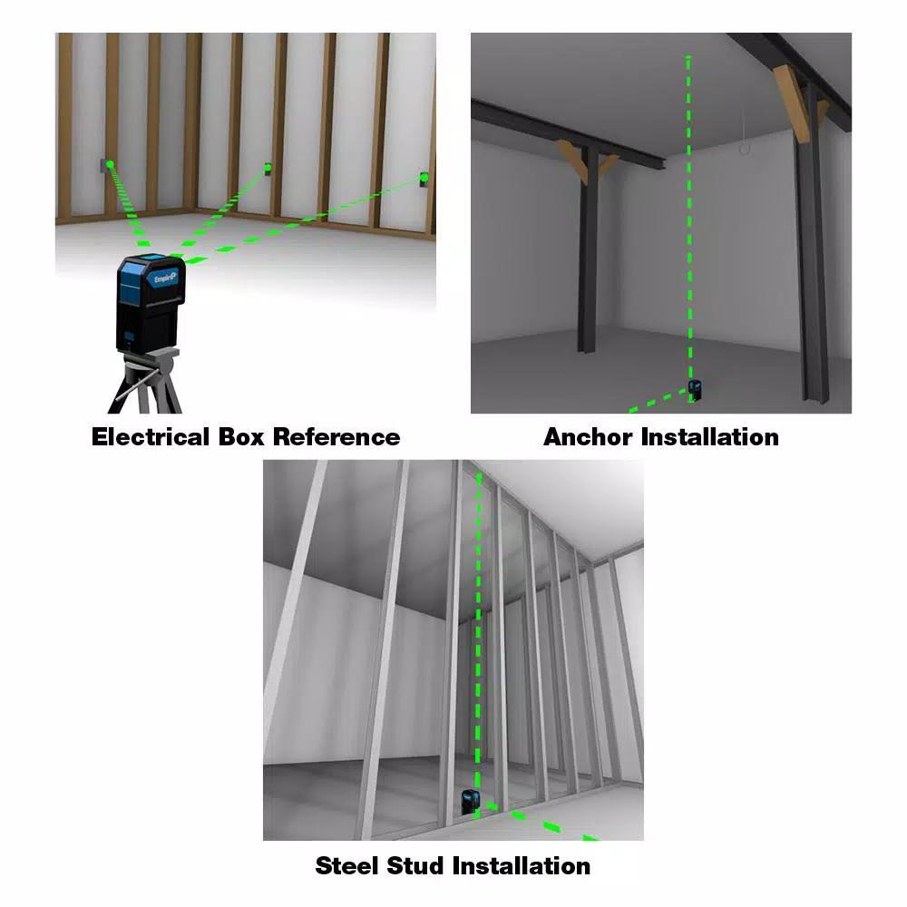 Empire eLG3D Green Self-Leveling 3-Point Laser Level, 125 ft. Range