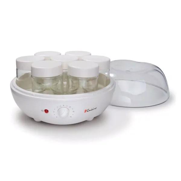 Euro Cuisine 1.31 Qt. Automatic Yogurt Maker with 7 Glass Jars and Built-In Timer, White