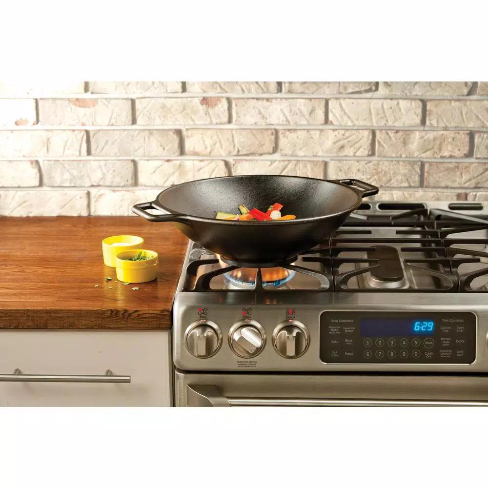 Lodge 14 in. Cast Iron Wok with Dual Loop Handles