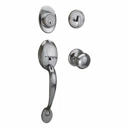 Design House Coventry Polished Chrome Single Cylinder Deadbolt Entry Handleset with Cambridge Interior Knob thumbnail 1