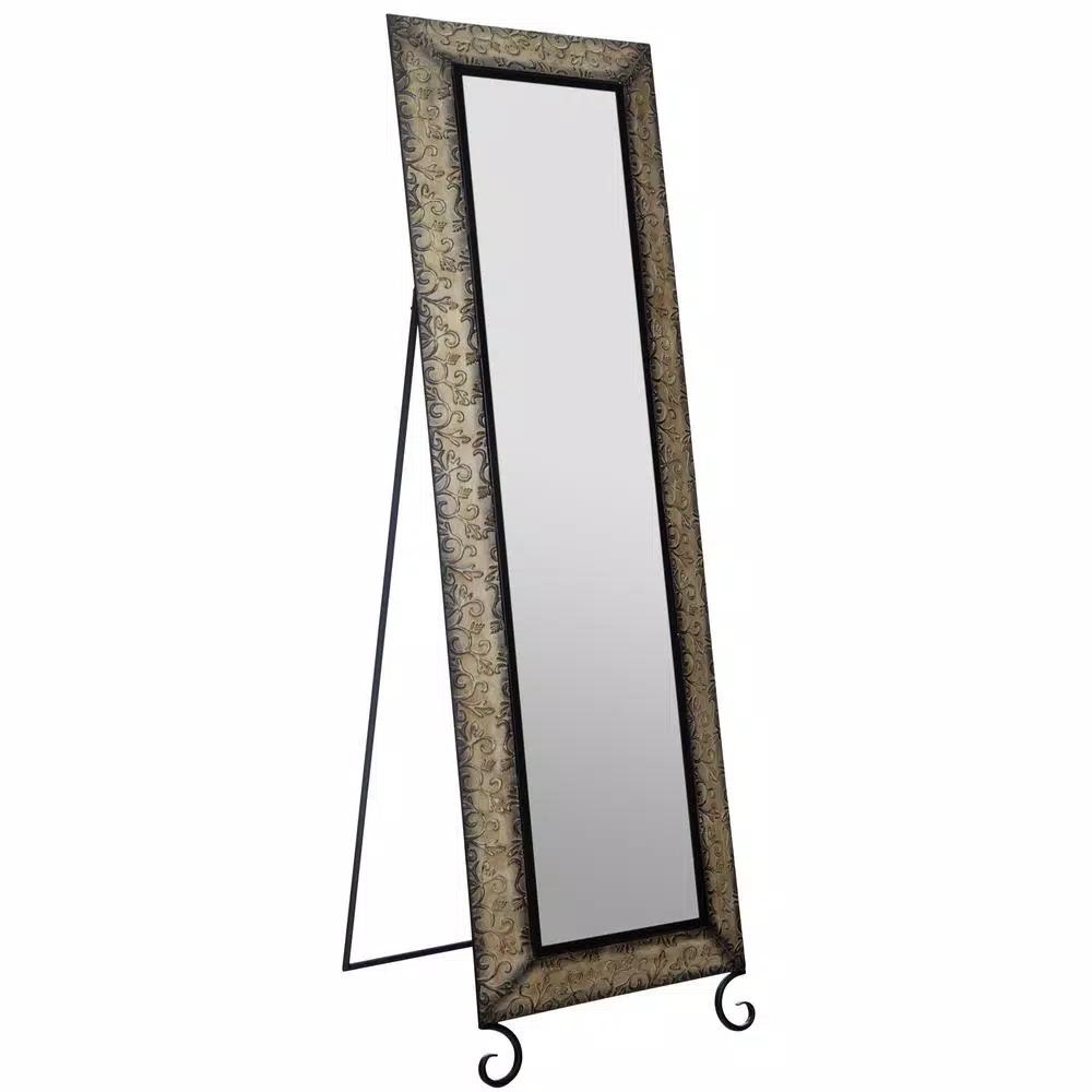 Pinnacle Antique Bronze Embossed Metal Full Length Mirror - Oversized Modern Standing Mirror