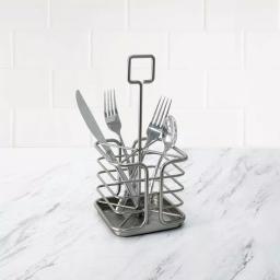 Spectrum Euro Kitchen Flatware & Silverware Organizer Caddy with Handle, Satin Nickel thumbnail 3