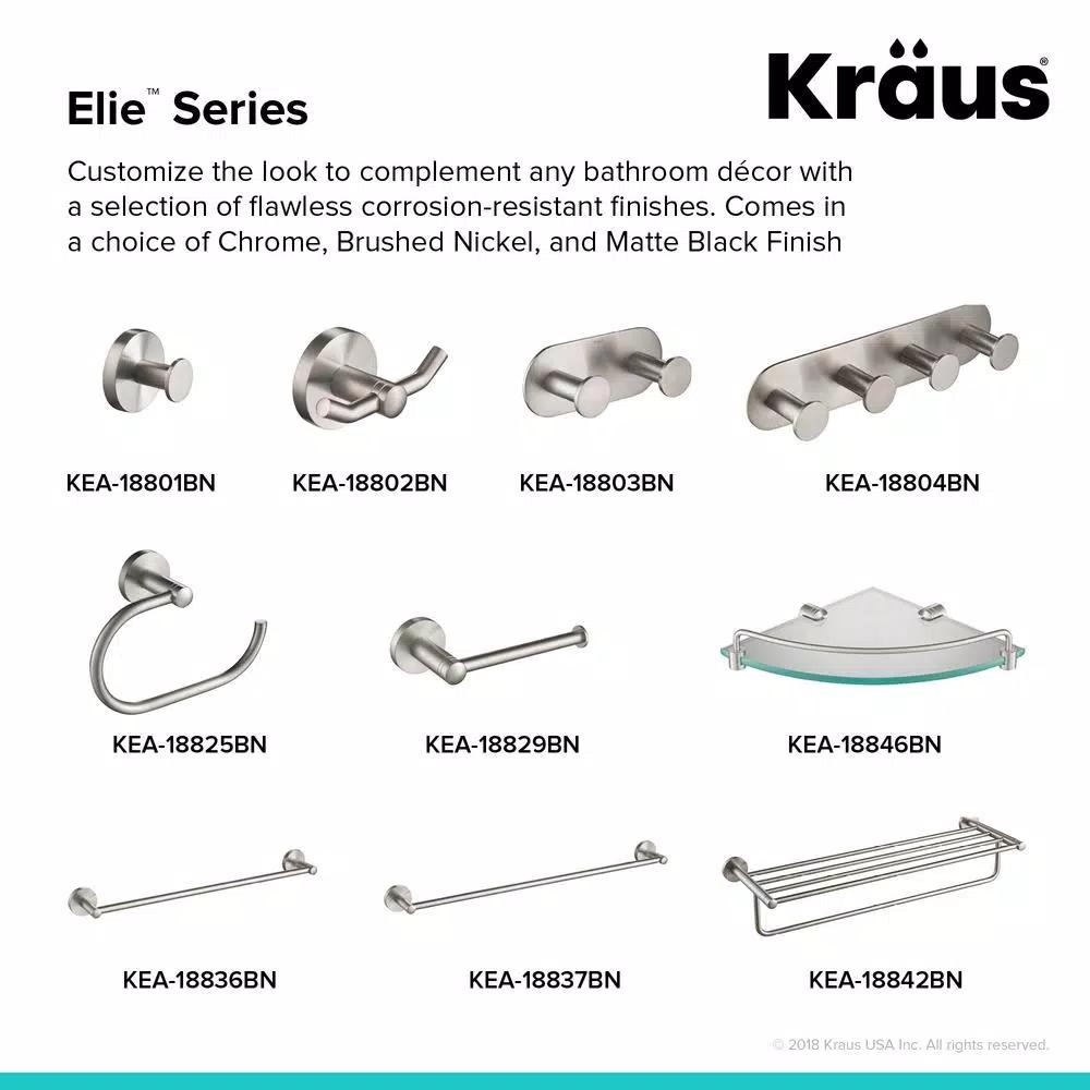 Kraus Elie 24 in. Single Towel Bar, Brushed Nickel
