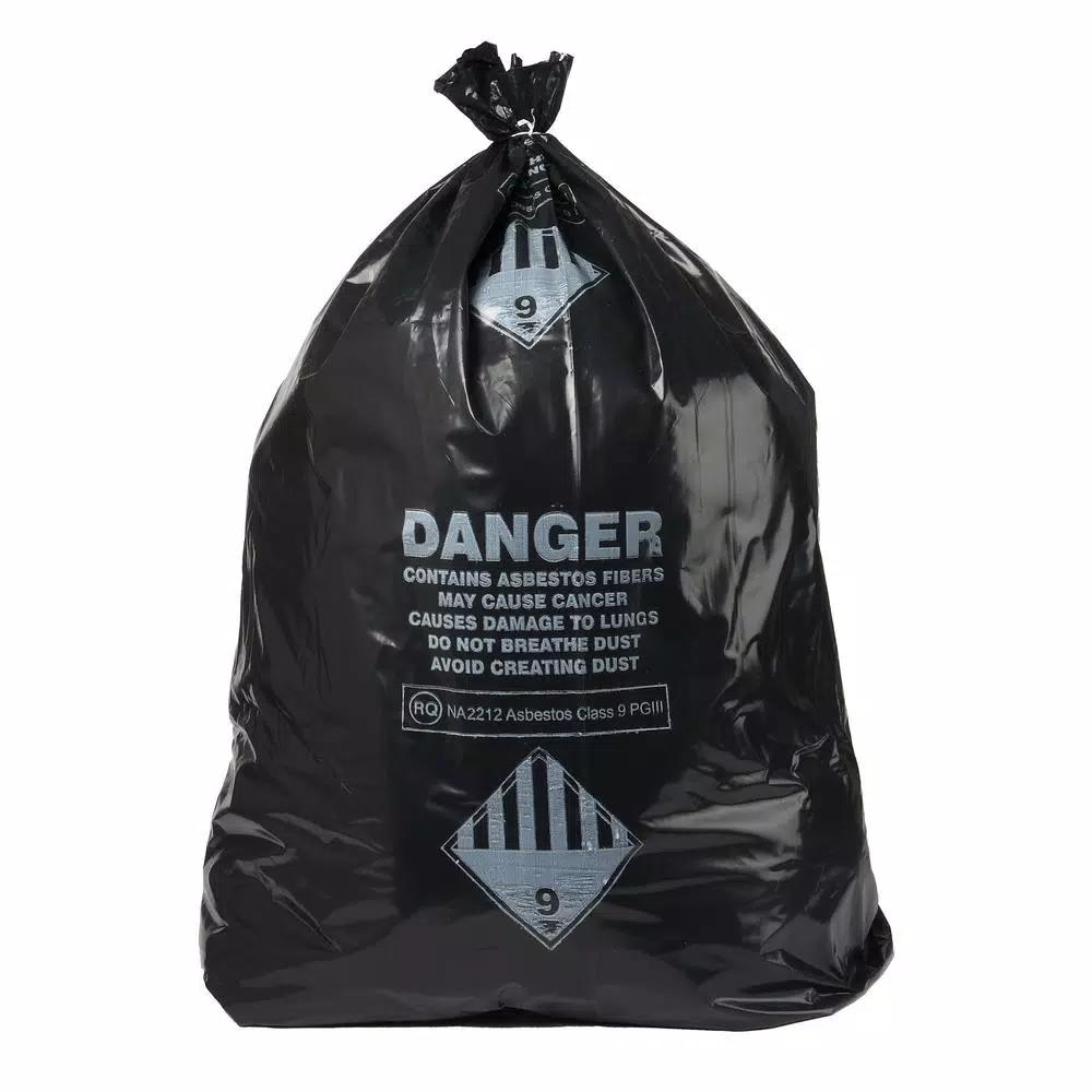 Ultrasac 33 Gallon Asbestos Disposal Bags, 4 Mil Heavy Duty, Black (50-Count)