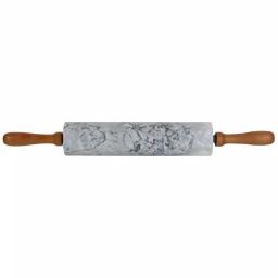 Unbranded White Marble Rolling Pin with Wooden Handles and Rolling Pin Rest thumbnail 3