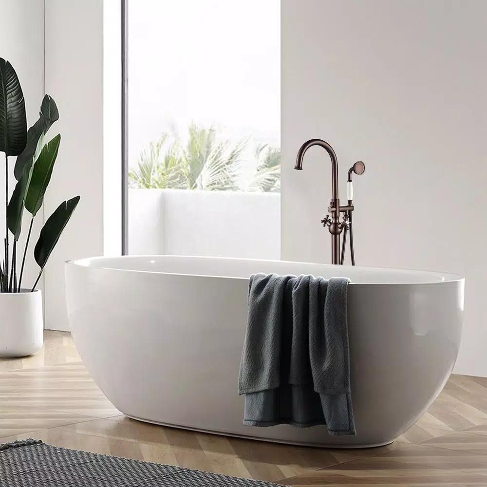 Vanity Art 48 in. Freestanding Single-Handle Claw Foot Tub Faucet with Hand Shower, Oil Rubbed Bronze