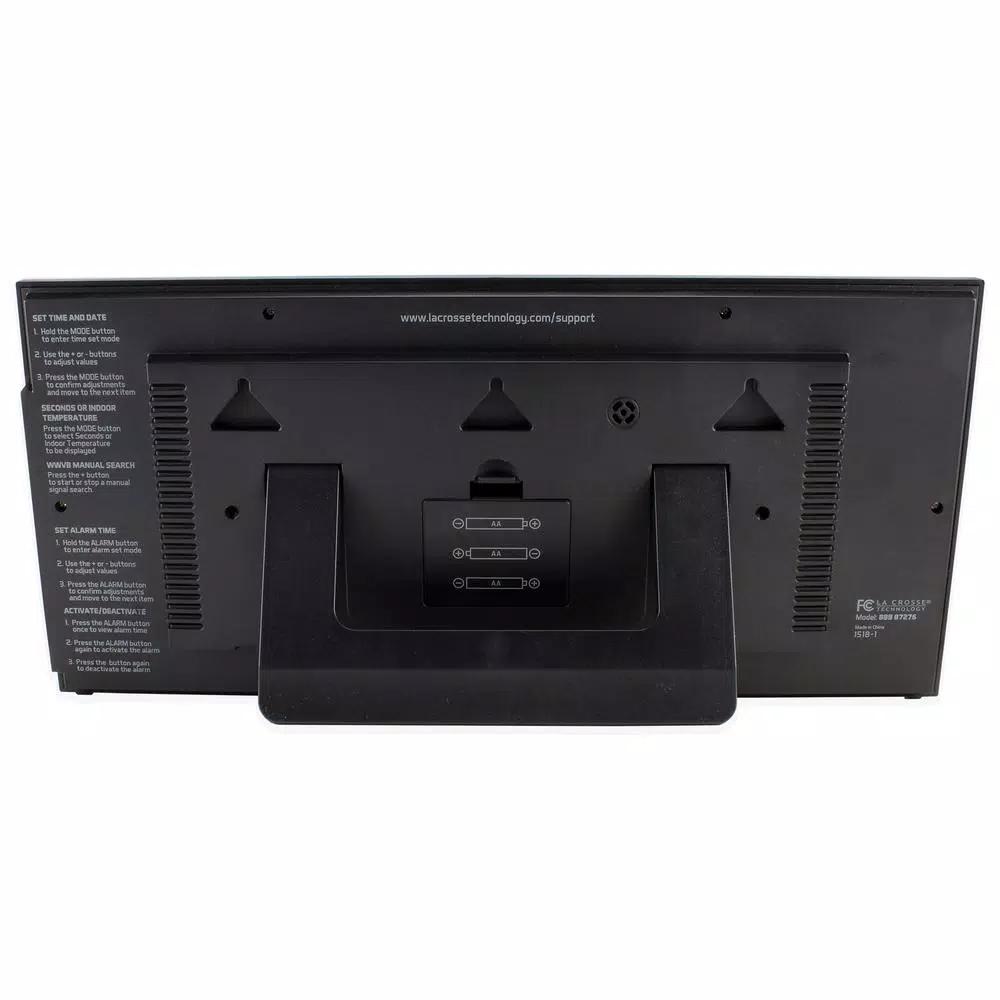 La Crosse Technology 15 in. Extra-Large Textured Atomic Digital Clock - Black, Wall or Tabletop
