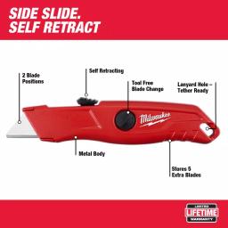 Milwaukee Self-Retracting Utility Knife with Tool-Free Blade Change and On-Board Storage thumbnail 2