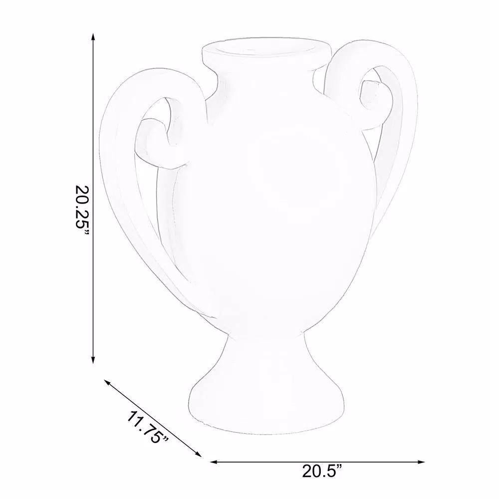 Uniquewise 20 in. White Gloss Amphora Style Modern Fiberglass Centerpiece Vase
