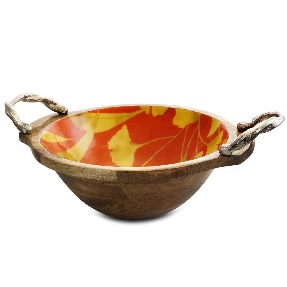 Gibson Elite Philomena 13 in. Wood Enameled Serving Bowl with Floral Design