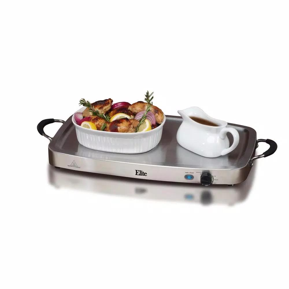 Elite Platinum Triple Deluxe Warming Tray and Buffet Server Set with 7.5 Qt. Stainless Steel Pan