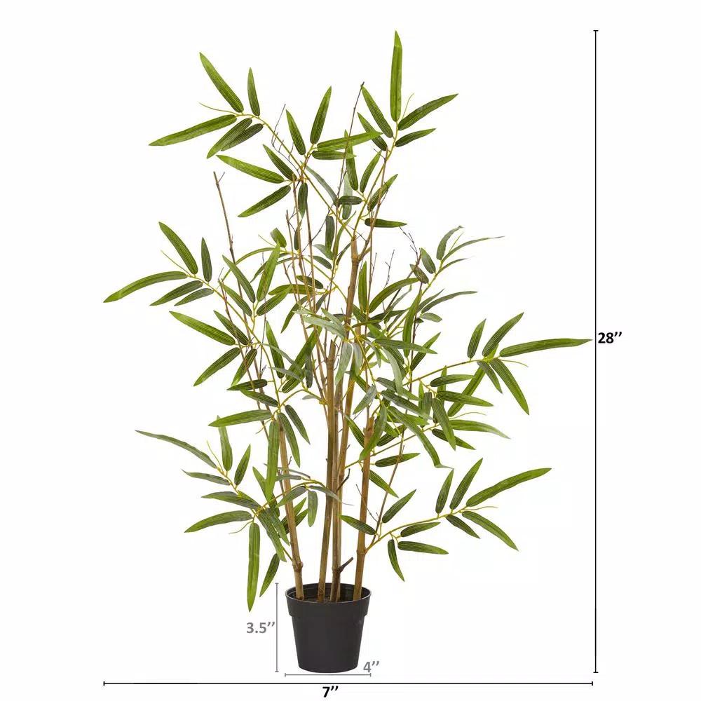Nearly Natural 28 in. Artificial Bamboo Tree with Black Planter