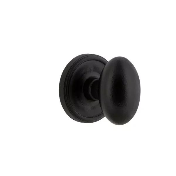 Unbranded Loch Rosette Black Iron Passage Egg Style Door Knob - Ageless Iron