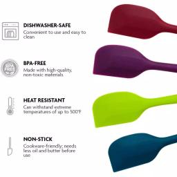 OVENTE Premium Silicone Spatula Set, 4-Piece Heat-Resistant Non-Stick Spatulas with Stainless Steel Core thumbnail 2