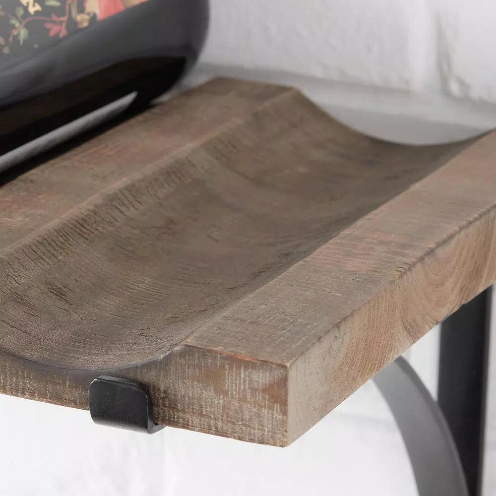 StyleWell 6-Bottle Natural Wood and Metal Wall Mounted Wine Rack