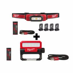 Milwaukee REDLITHIUM USB Rechargeable LED Headlamp and Pivoting Flood Light 2-Pack thumbnail 1