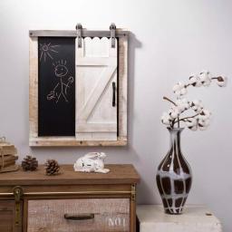 Glitzhome 19.75" Farmhouse Wooden Barn Door Chalkboard Memo Board Wall Decor thumbnail 7