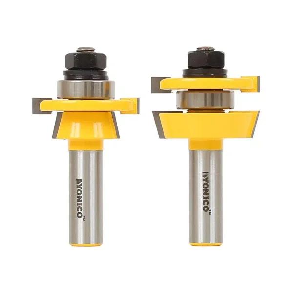 Yonico 2-Piece Shaker Rail and Stile Router Bit Set, 1/2 in. Shank, Carbide Tipped