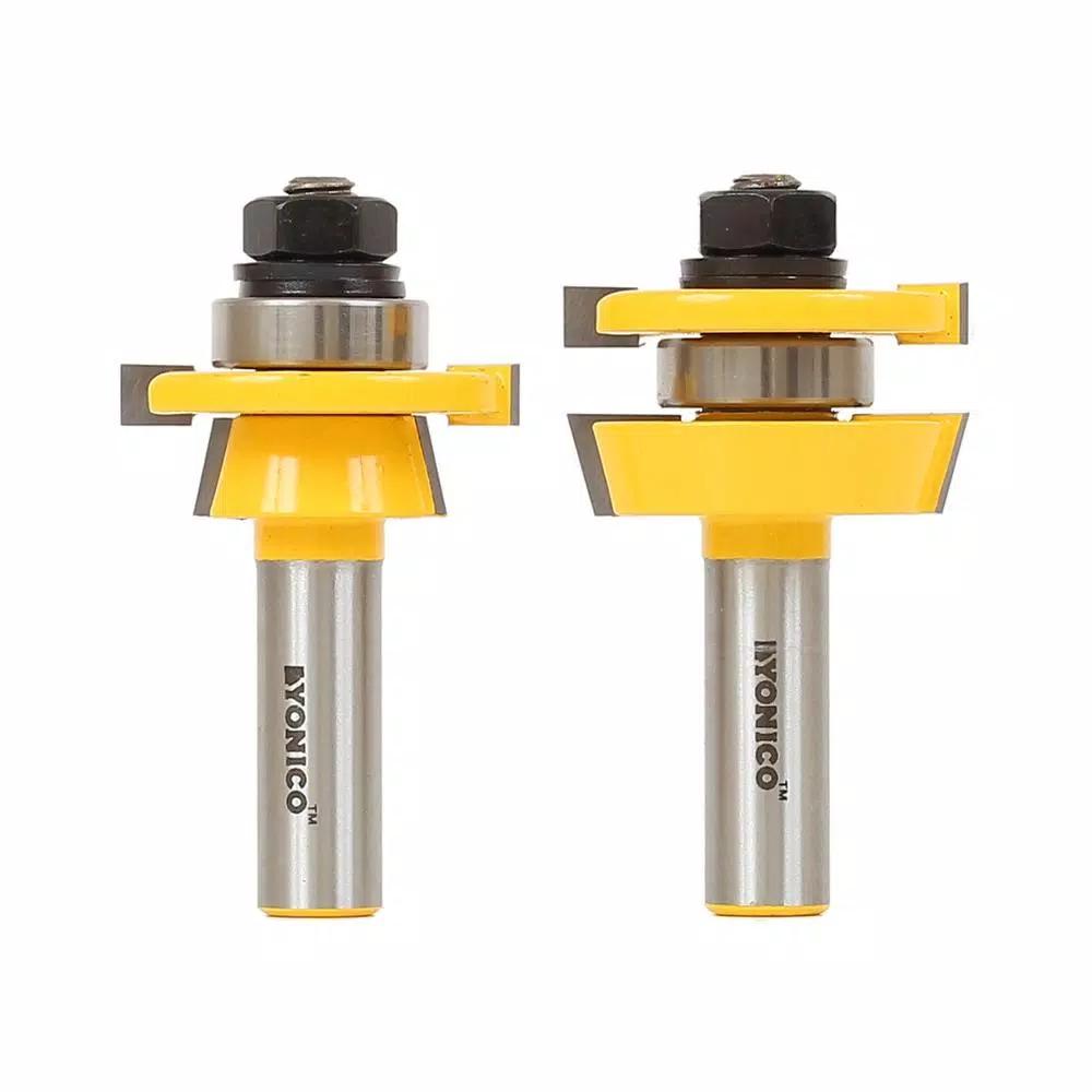 Yonico 2-Piece Shaker Rail and Stile Router Bit Set, 1/2 in. Shank, Carbide Tipped