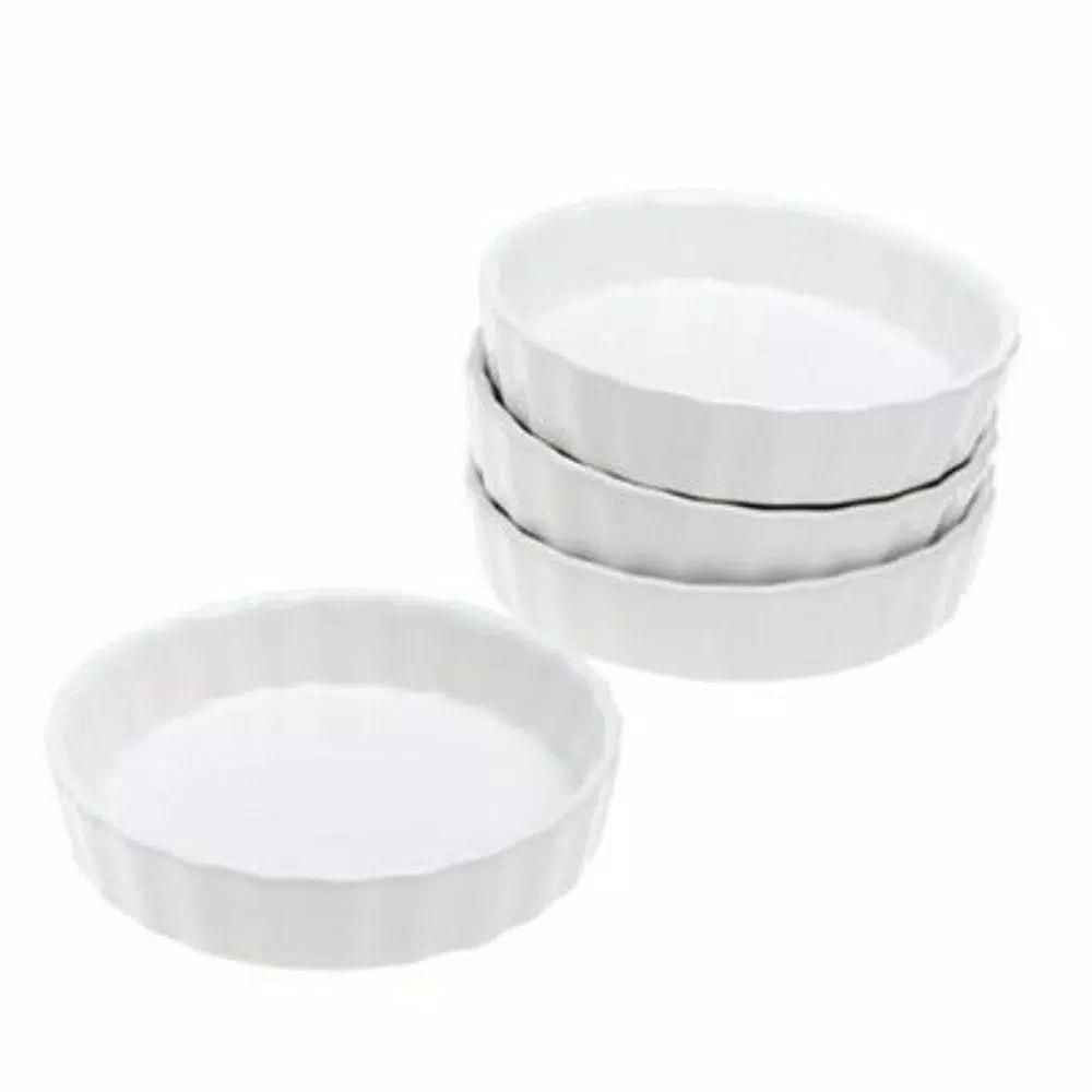 BonJour White Porcelain Oval Creme Brulee Ramekins, 4-Pack
