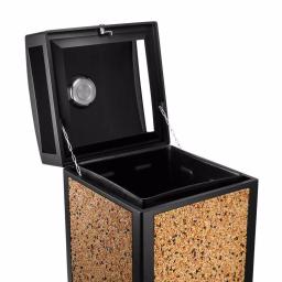 Alpine Industries 40 Gal. Stone & Steel Outdoor Commercial Trash Can with Ash Tray Lid thumbnail 2