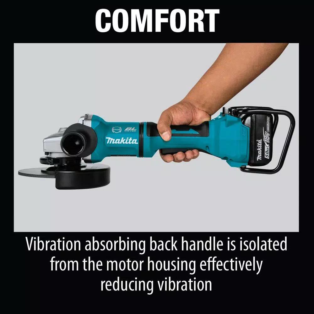 Makita 18V X2 LXT (36V) 7 in. Brushless Paddle Switch Angle Grinder Kit with 5.0 Ah Batteries & 10pk Grinding Wheels