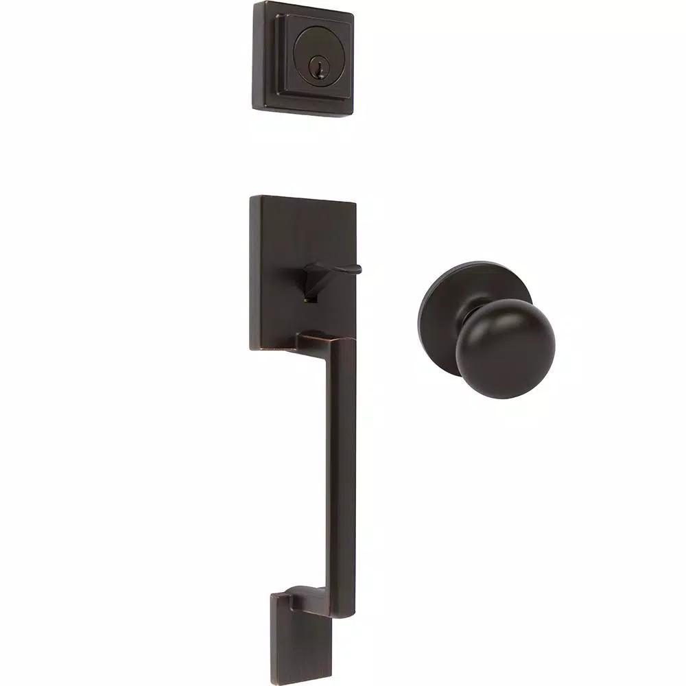 Delaney Avino Black Single Cylinder Deadbolt Entry Door Handleset with Round Knob
