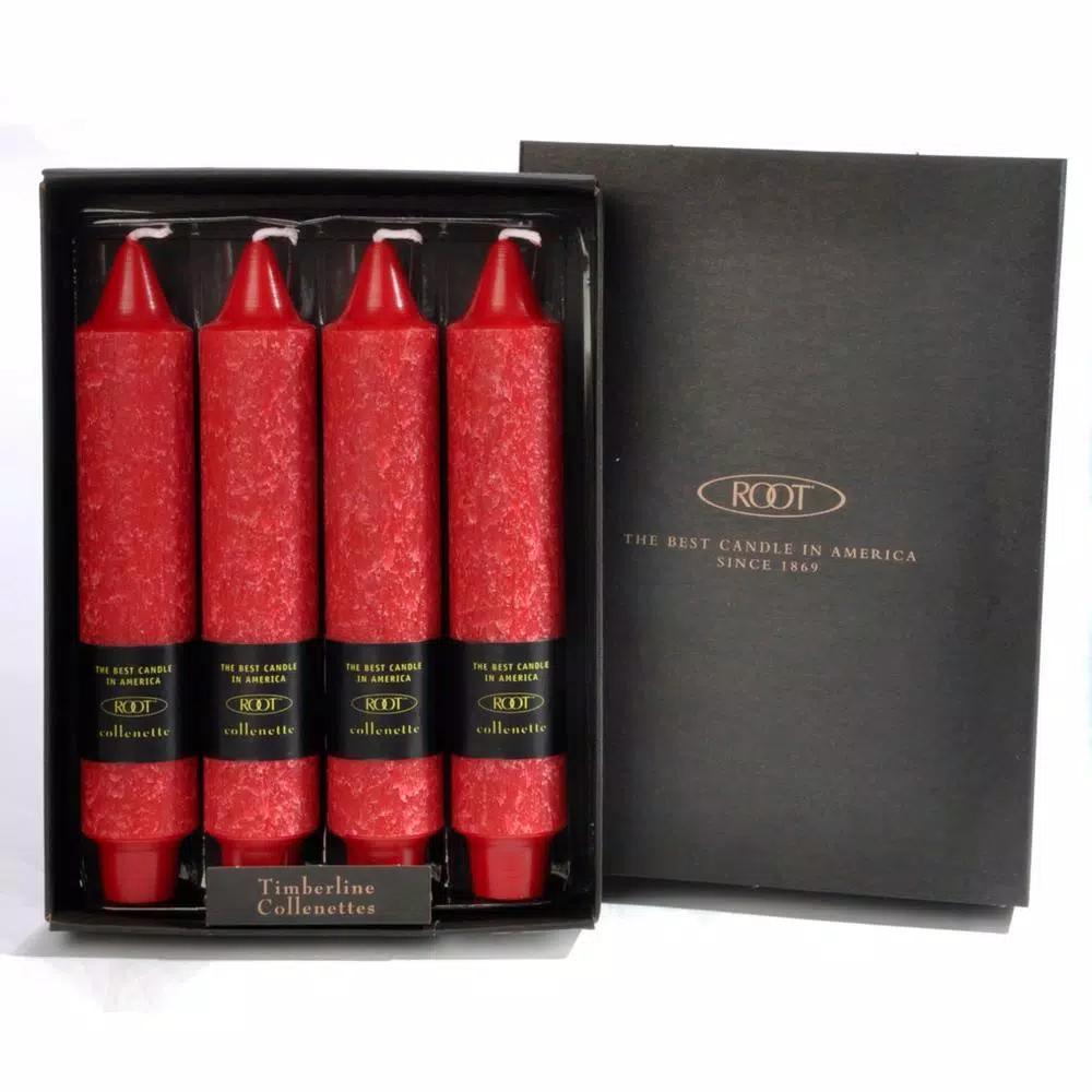 ROOT CANDLES A.I. Root 7 in. Timberline Collenette Red Taper Candles, Box of 4