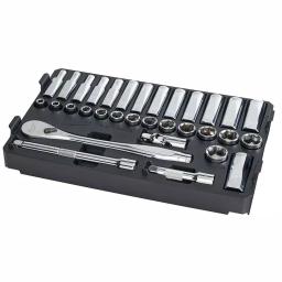 Milwaukee 3/8 in. Drive Metric Ratchet and Socket Set with PACKOUT Compact Organizer, 32-Piece thumbnail 5