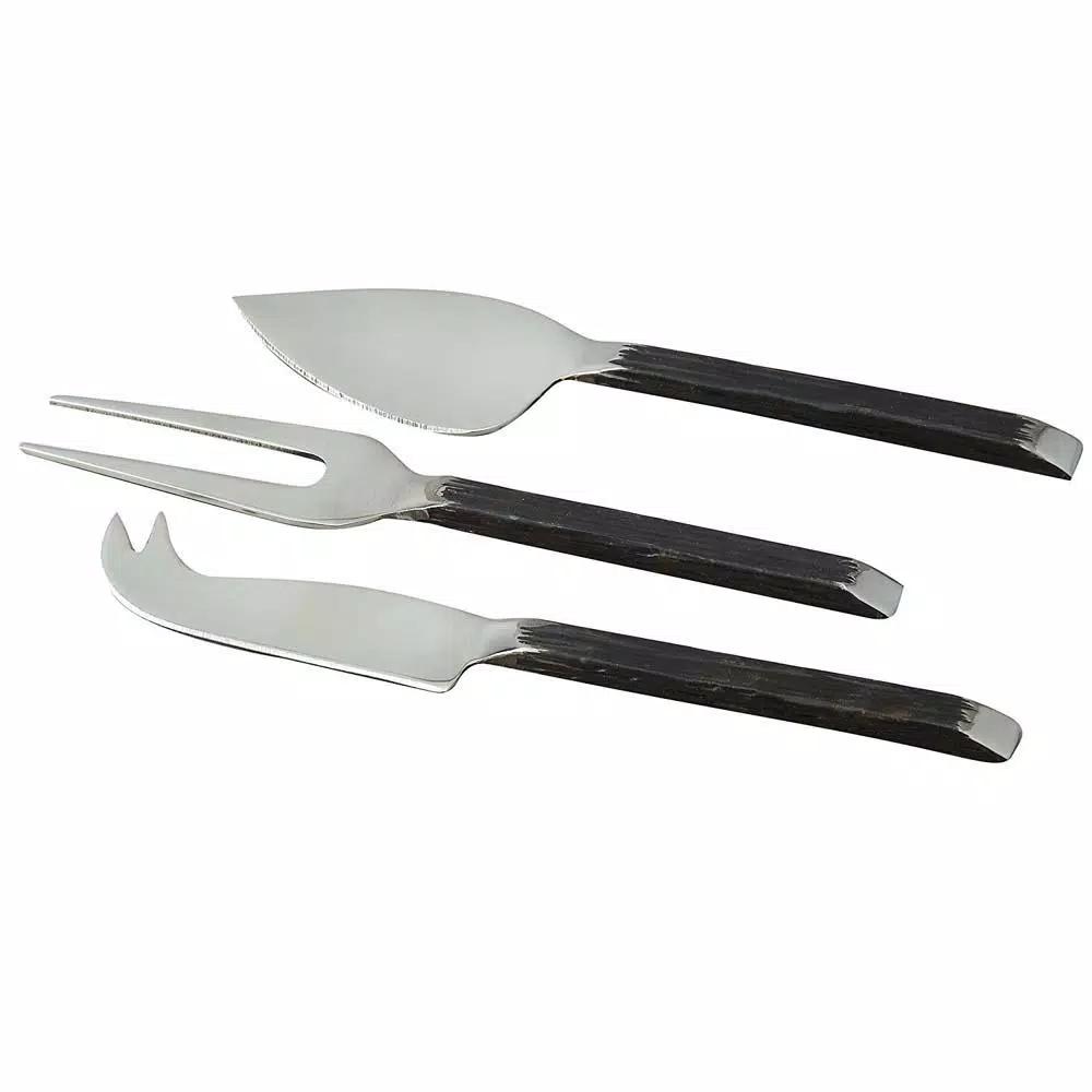 Heim Concept Gibraltar 3-Piece Stainless Steel Cheese Spreader Set with Black Matte Handles