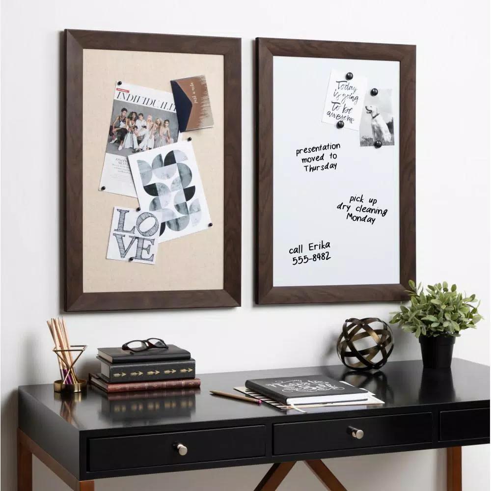 DesignOvation Kate and Laurel Beatrice Walnut Brown Magnetic Dry Erase Memo Board
