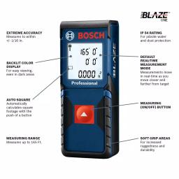 Bosch BLAZE ONE 165 ft. Laser Distance Measurer with Auto Square Footage Detection thumbnail 2
